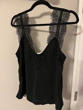 Lovestitch Black Lace Trim V-Neck Tank